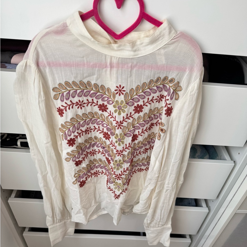 Anthropologie Meadow Rue Floral Embroidered Top